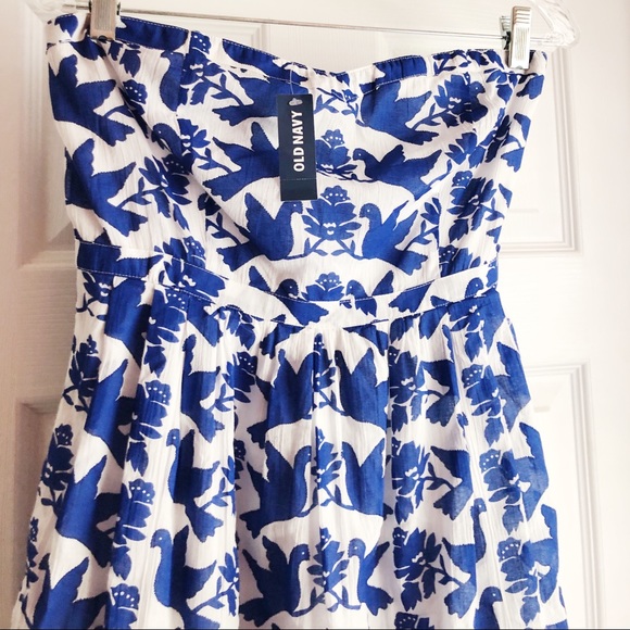 Old Navy Blue Bird Strapless Sweetheart Mini Dress - Picture 3 of 6